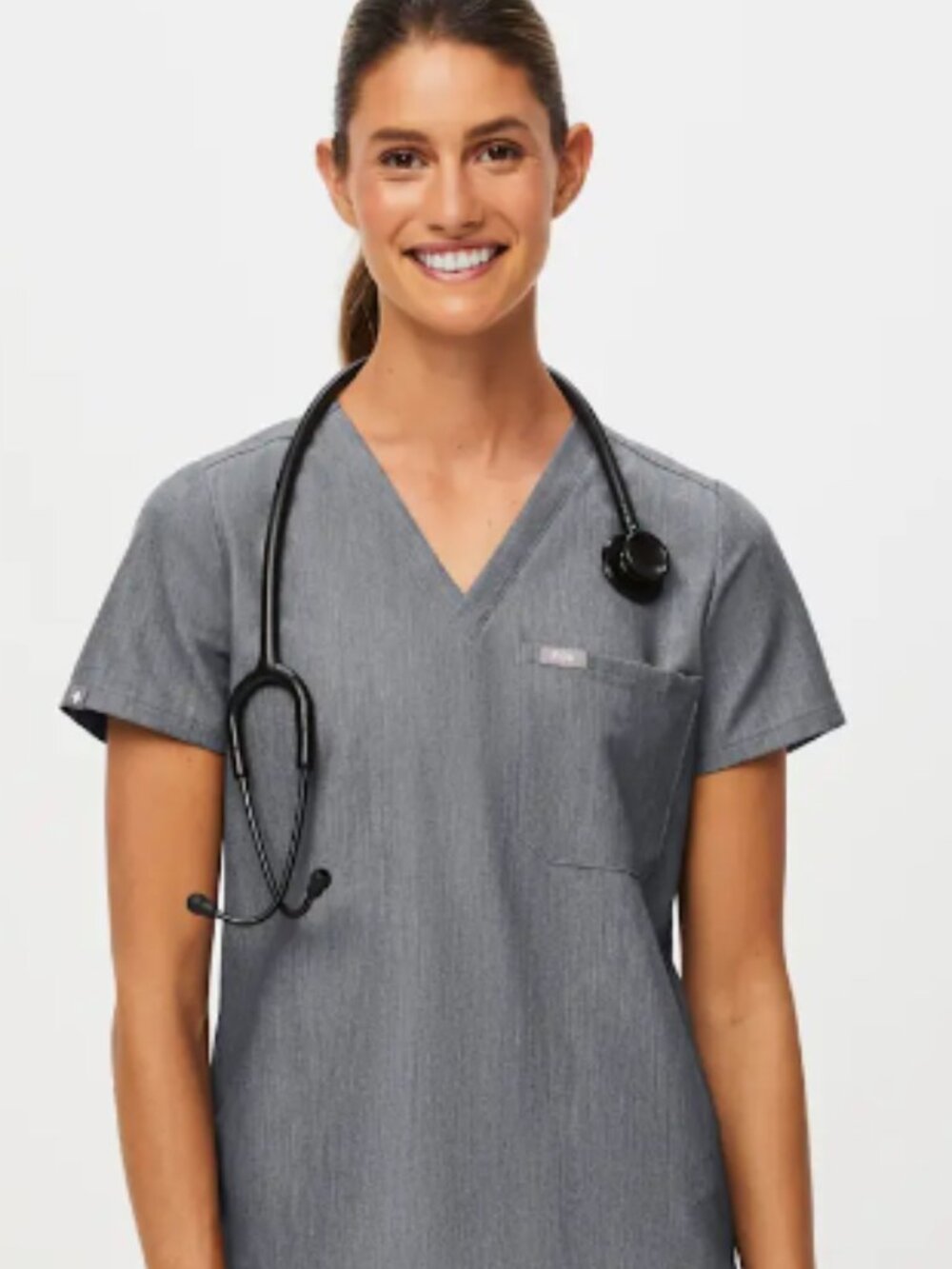 Figs Catarnia Scrub Top Graphite Gray Large Professional Nurse RN